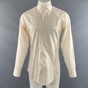 HAMILTON Size S Cream Solid Spread Collar Long Sleeve Shirt